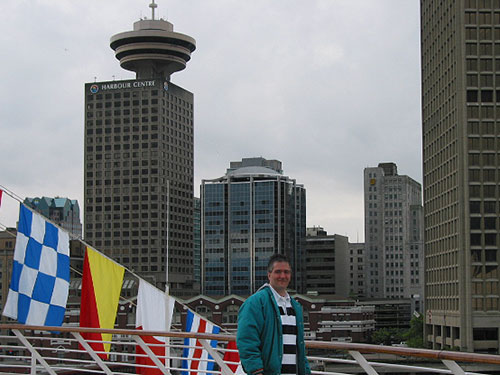Pat with Vancouver skyline in background