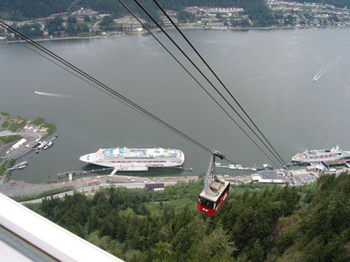 View of Tram with ship in background