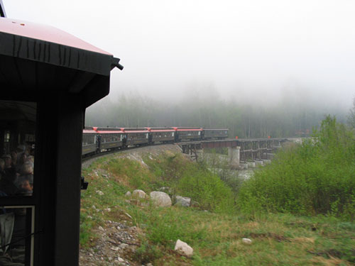 Train approaches bridge