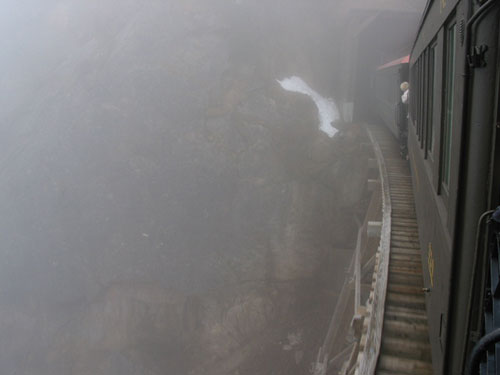 Train approaches a tunnel