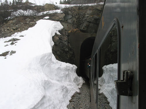 Train entering tunnel