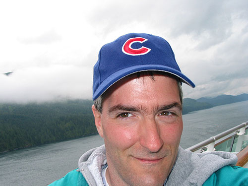 Selfie of Pat wearing his Cubs hat