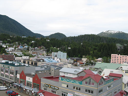 Ketchikan with mountain in the background