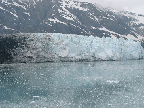 Ice floats in front of glacier