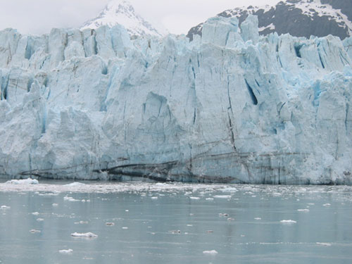 Closeup of the blue color of the glacier