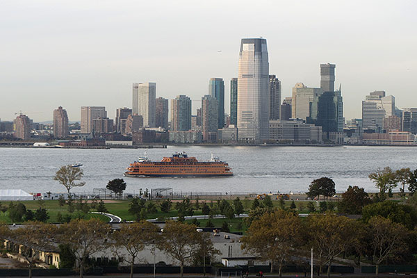 SFerry passes in front of NYC skyline