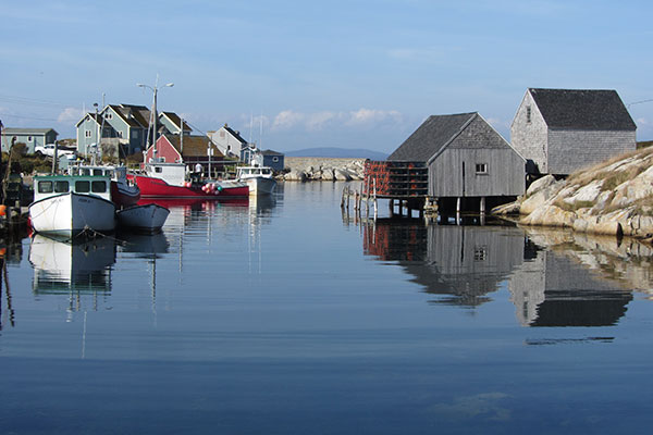 Boats parked in water