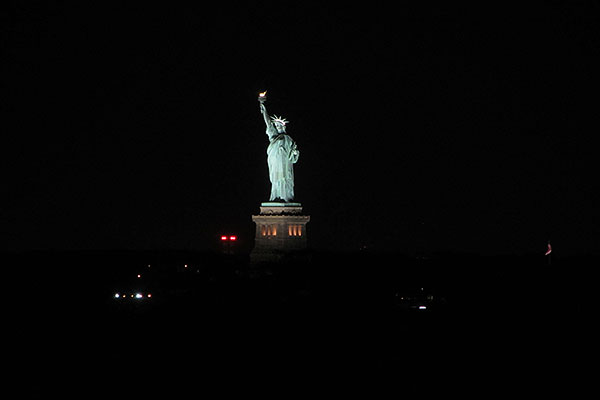 Statue Liberty before sunrise