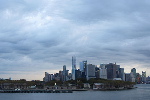 New York City skyline after sunrise