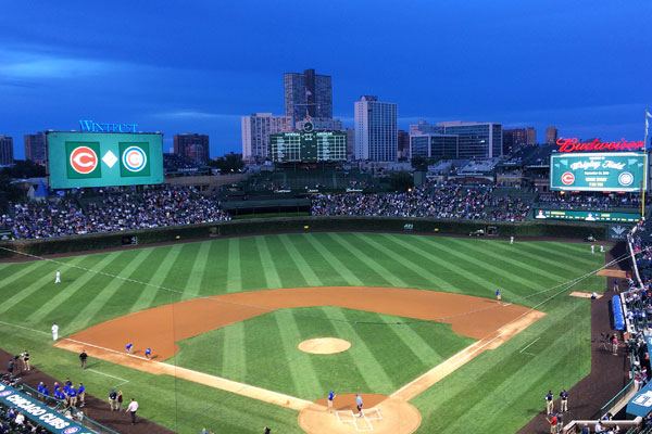 Wrigley Field from behind home plate