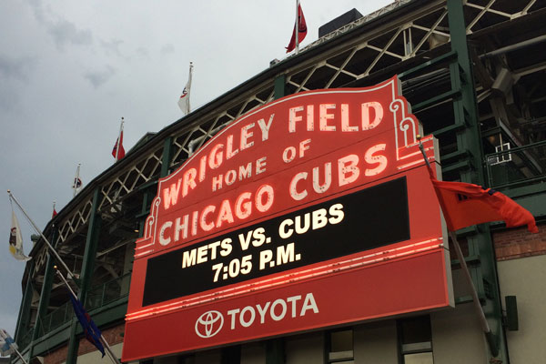 Wrigley Field Marquee with the game time of 7:05
