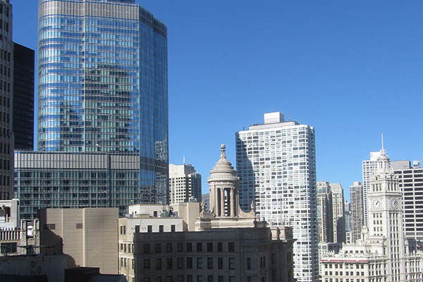 Buildings along Michigan Avenue from Sky-Line Club deck
