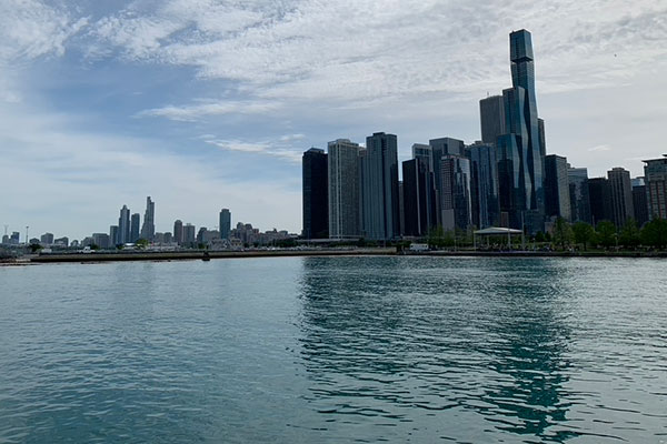 View of skyline from Navy Pier looking South