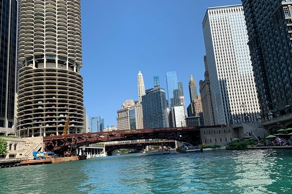Marina Towers from Chicago River