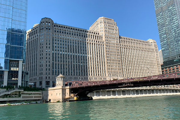 Merchandise Mart from boat on Chicago River