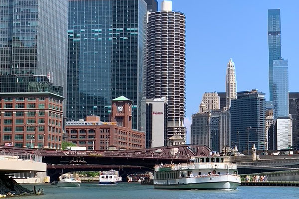 Tour boat on Chicago River