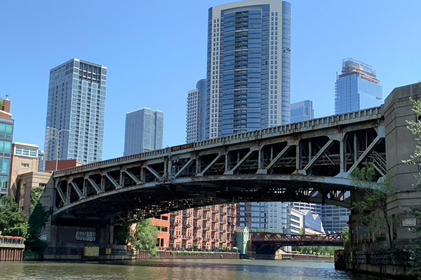 Modern bridge on Chicago River