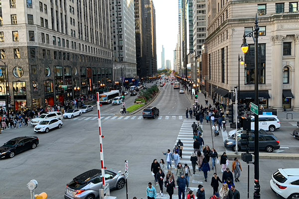 Looking South on Michigan Avenue from Michigan Avenue Bridgehouse