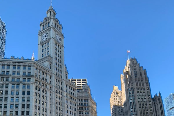 Upper floors of Wrigley Building and Tribune Tower