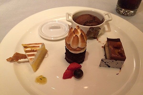 Three deserts on a plate