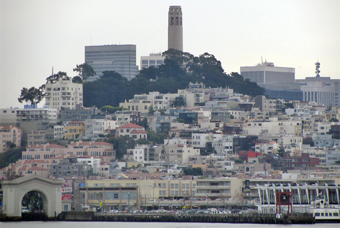Coit Tower in distance in San Francisco