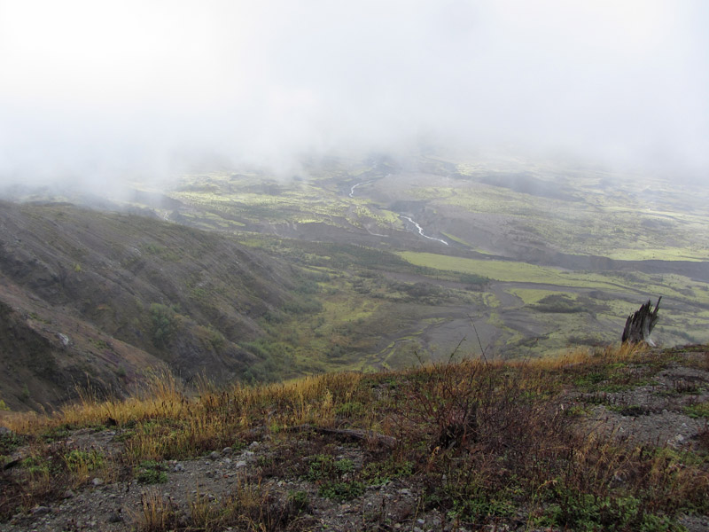 Fog in valley of Mount St. Helens