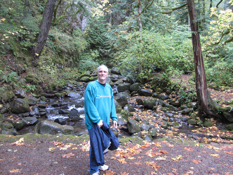 Pat on path at Multnomah Falls