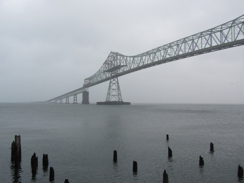 Bridge shrouded in fog