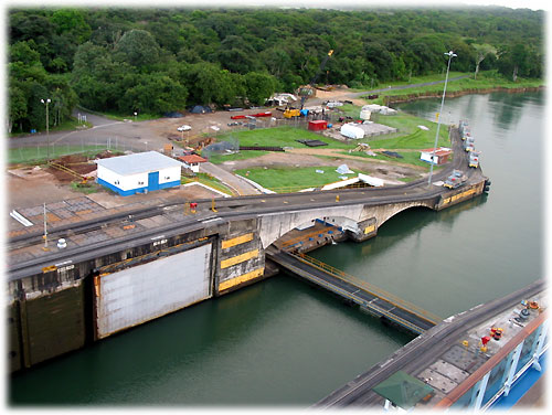 Looking down on the locks from the ship