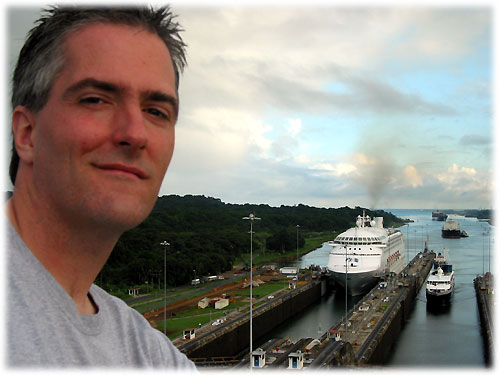 Pat with Panama Canal behind him