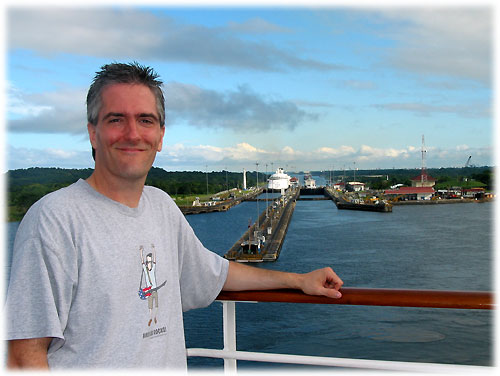 Pat after ship entered the canal looking back on the locks