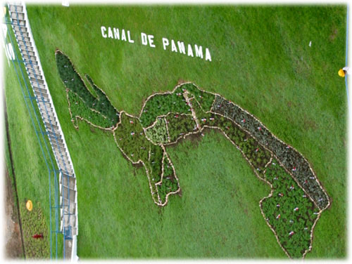 Canal De Panama map on side of hill