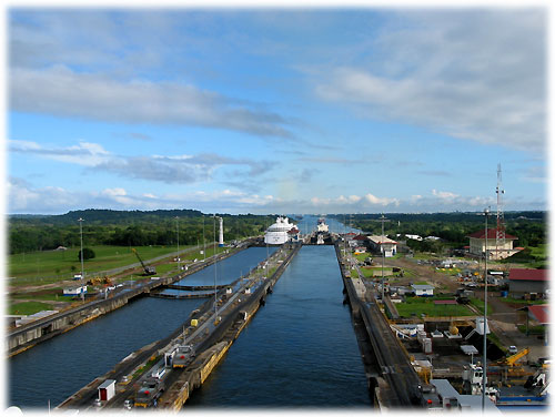 Water fills to the top of the locks