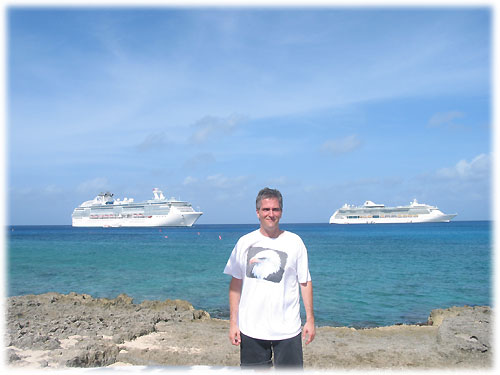 Pat with Coral Princess and another ship behind him