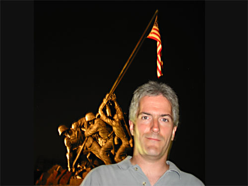 Pat in front of Marine Corps Memorial
