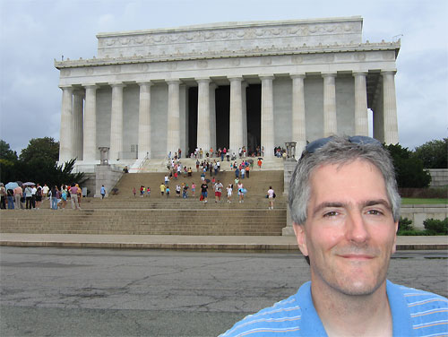 Pat in front of Lincoln Memorial