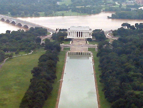 Washington Monument View of Lincoln Memorial