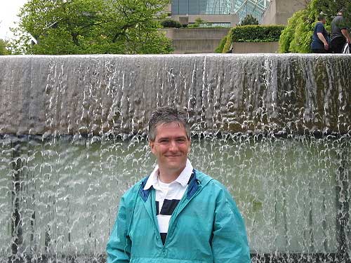 Pat in front of waterfall