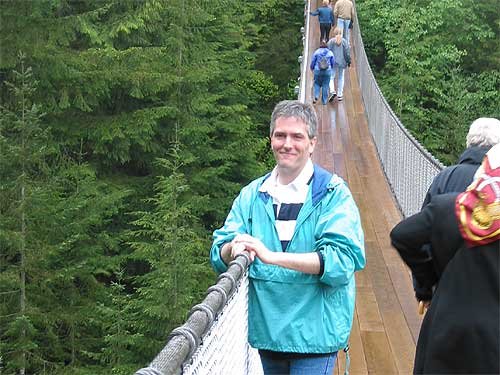 Closeup of Pat on Capilano Suspension Bridge