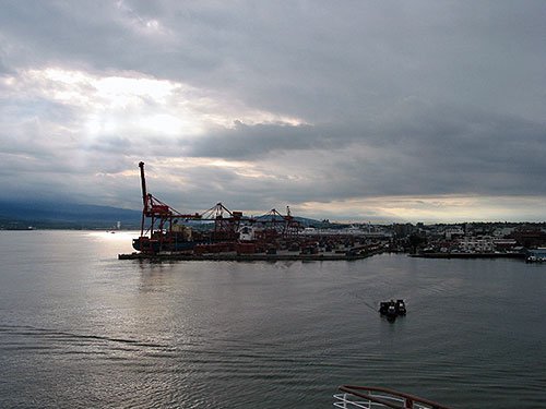 View of industrial area from ship