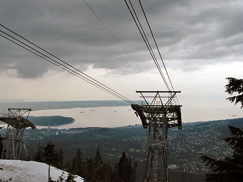 View of lift and city from ship