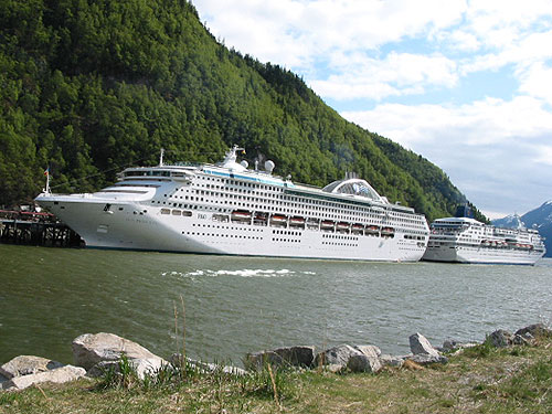 Cruise ships docked in Skagway