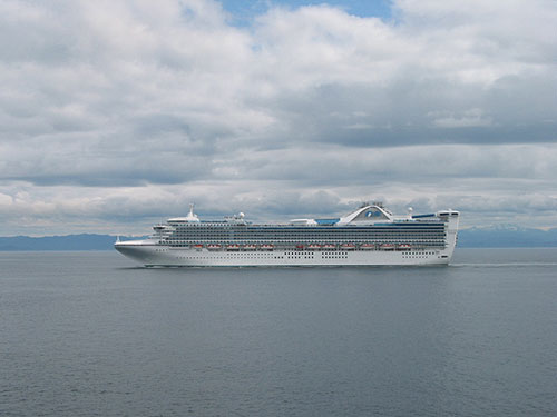 A Princess cruise ship sailing North