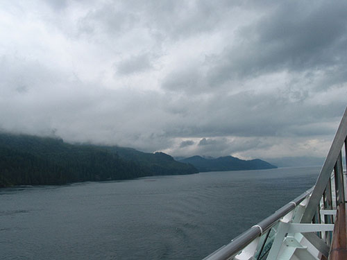 Side of boat with water in background