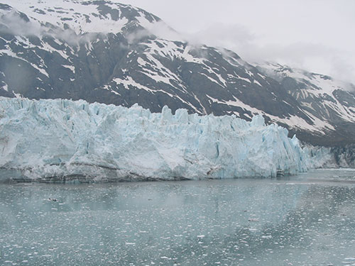 Glacier with mountains in the background