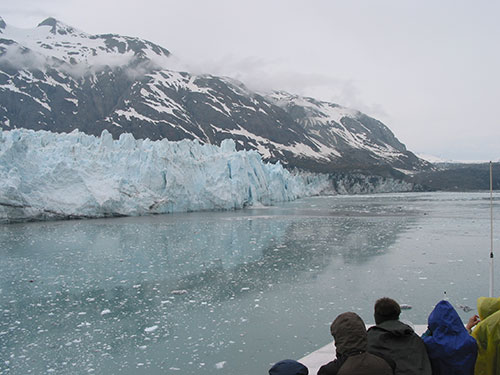 People waiting for the glacier calving