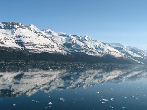 Sun shines on a clear day in College Fjord