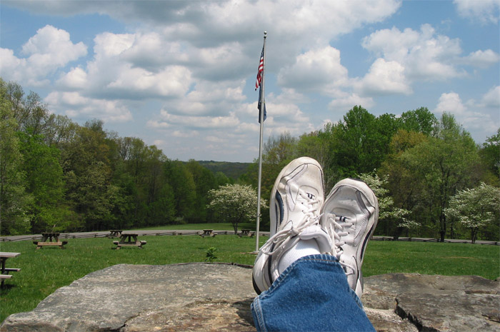 Relaxing at the lodge at Brown County State Park