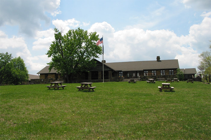 Rear entrance to lodge at Brown County State Park