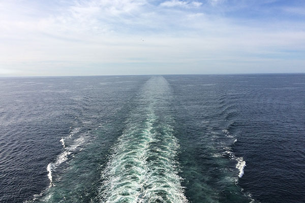 Looking at water from back of ship